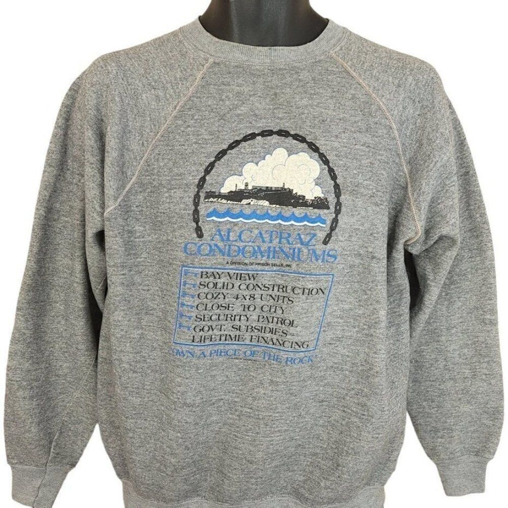 Alcatraz Condos Sweatshirt Vintage 80s Own A Piece Of The Rock Made In USA Mens